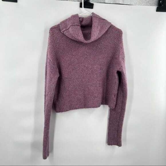 Free people purple wool blend sweater size S cowl turtleneck - Picture 7 of 11